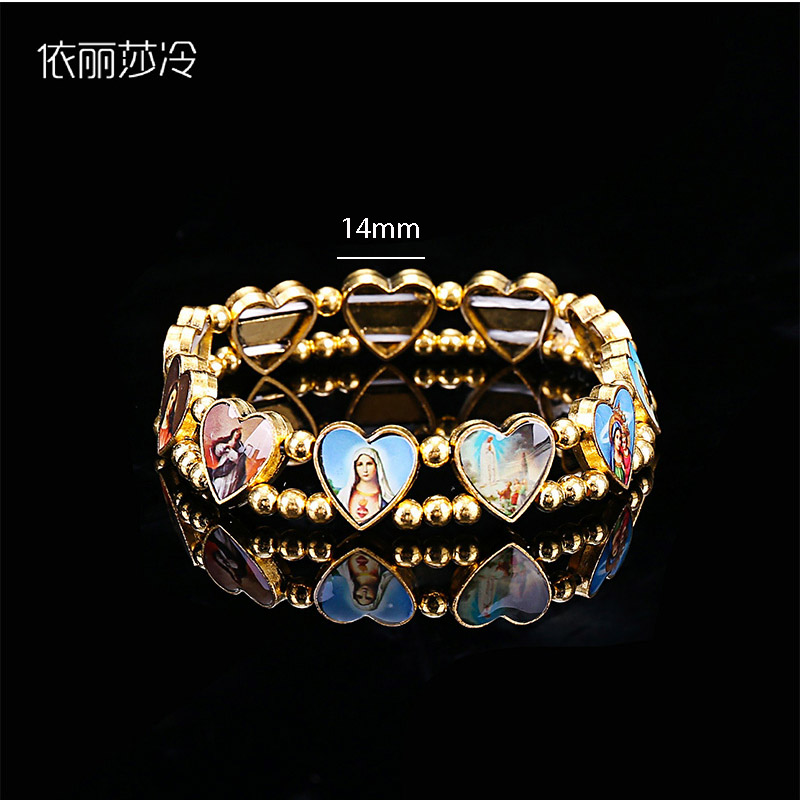 Women Fashion Icon - Catholic Beaded Bracelet Cross Heart Bracelet,