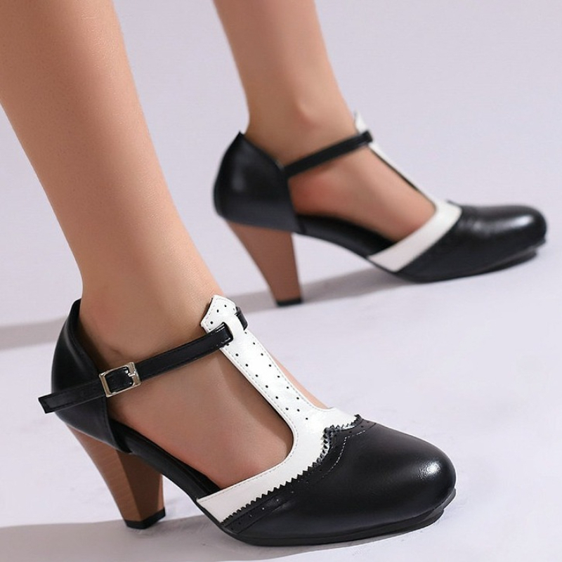 Women'S Fashion In The 1950S - Women Vintage T-Strap Mary Jane Pumps