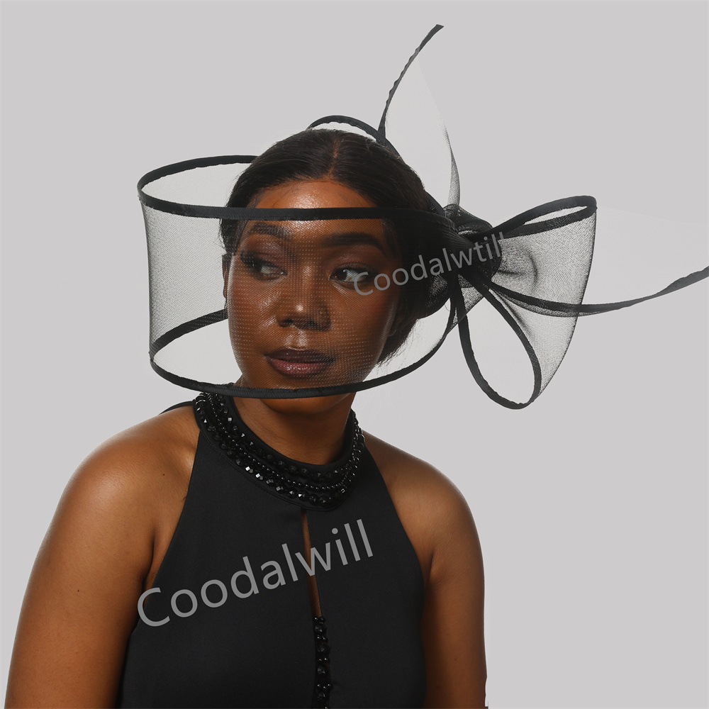 Women'S Fashion Kentucky Derby - Black White Amazed Fascinator Hat For