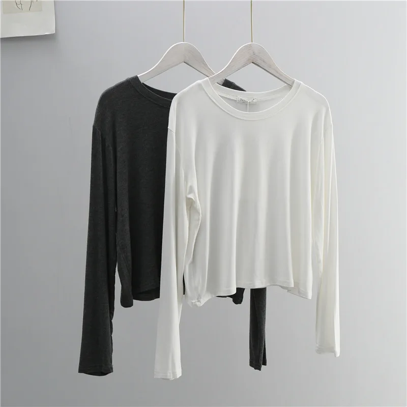 O Neck Cotton Blend Long Sleev - Women'S Fashion Tops ulasan dan harga