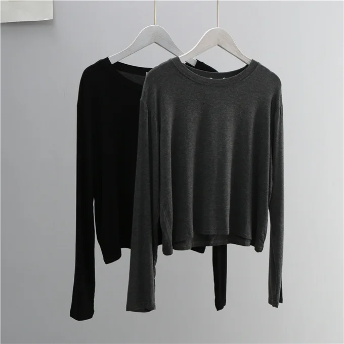 O Neck Cotton Blend Long Sleev - Women'S Fashion Tops ulasan dan harga