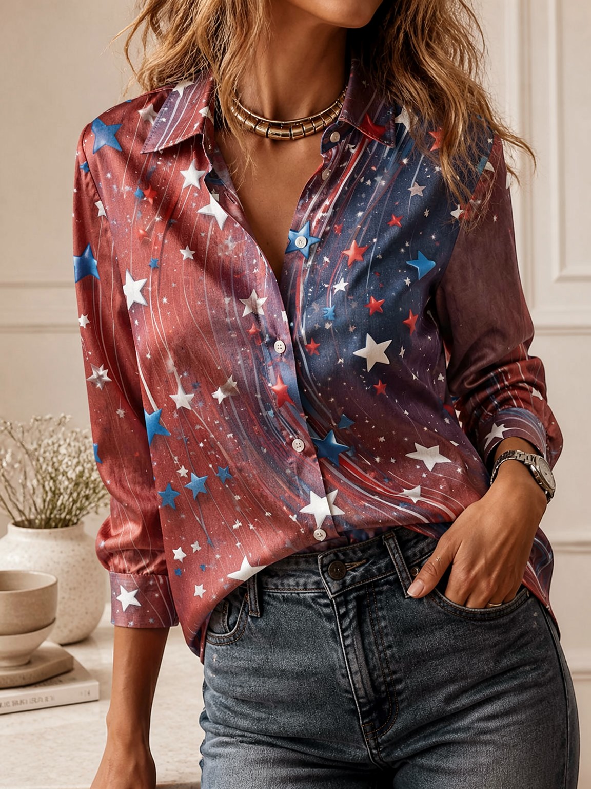 Elegant Long Sleeve Collared T - Women'S Fashion Tops ulasan dan harga