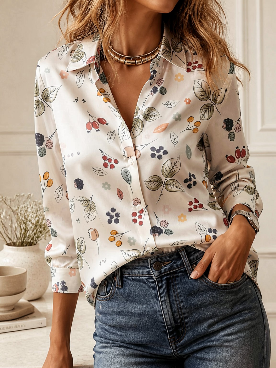 Elegant Long Sleeve Collared T - Women'S Fashion Tops ulasan dan harga