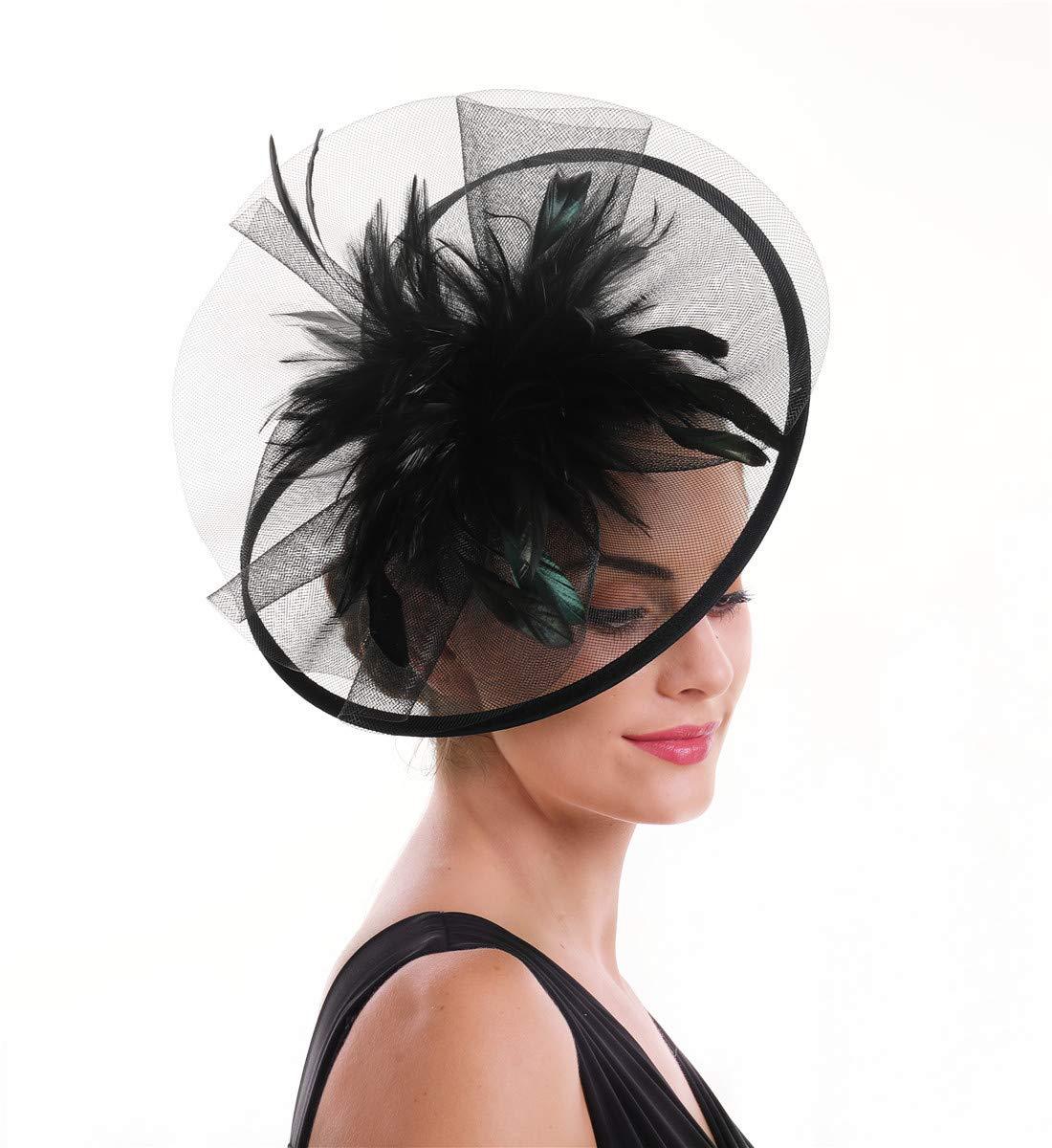 Women Feather Fascinator Hat M - Women'S Fashion Kentucky Derby ulasan dan harga