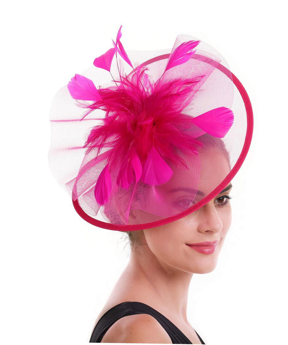 Women Feather Fascinator Hat M - Women'S Fashion Kentucky Derby ulasan dan harga