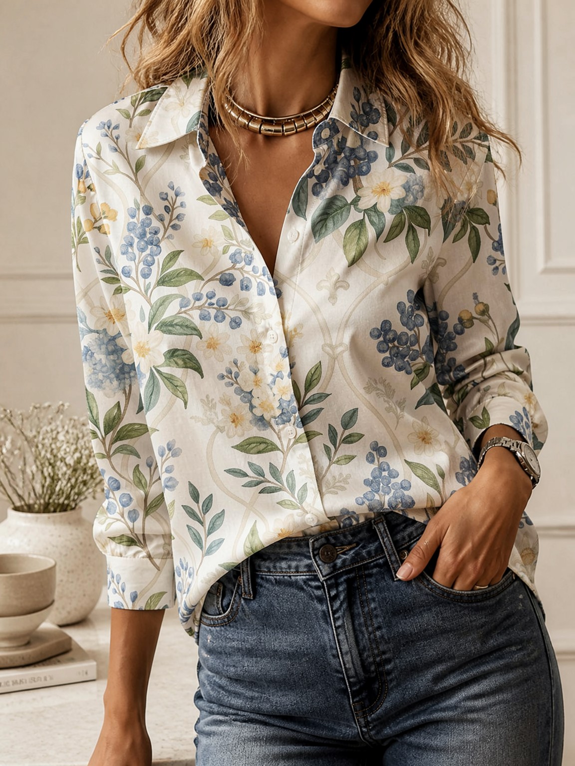 Casual All-match Collared Blou - Women'S Fashion Tops ulasan dan harga
