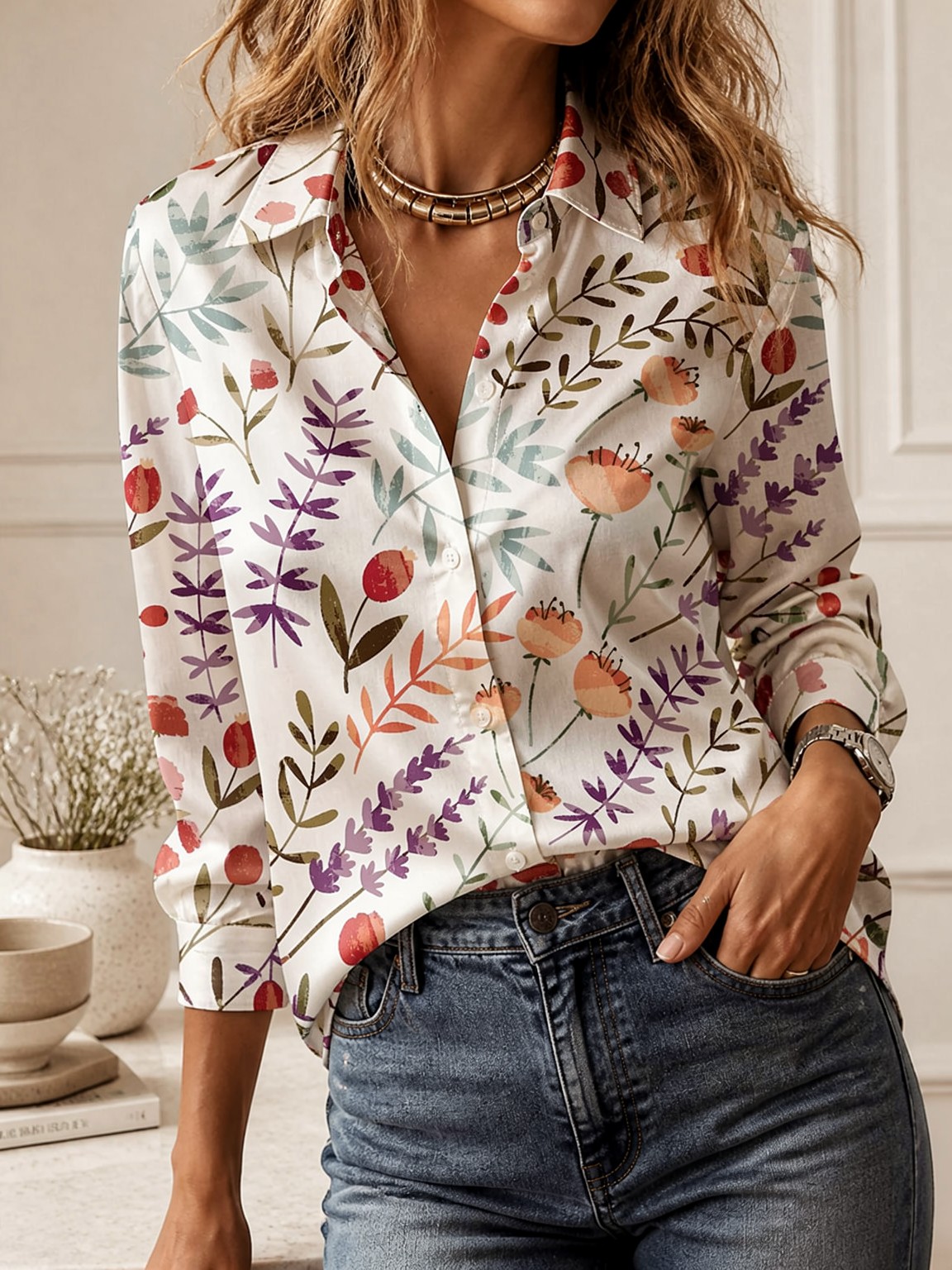 Casual All-match Collared Blou - Women'S Fashion Tops ulasan dan harga