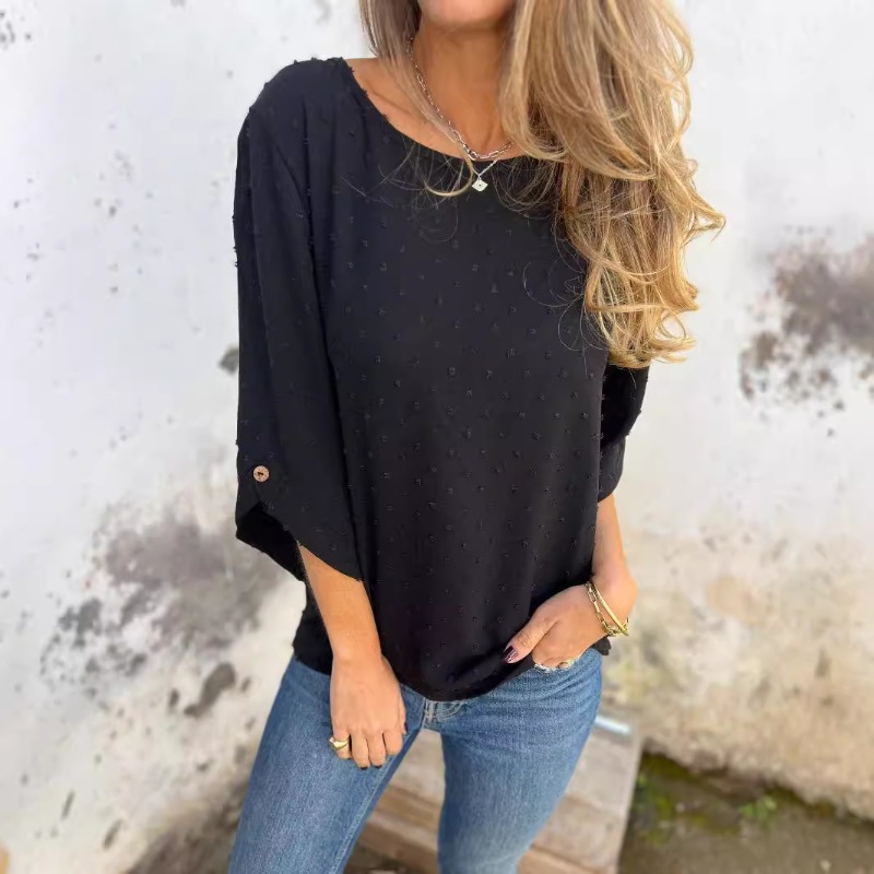 Women Swiss Dot Jacquard Blous - Women'S Fashion Tops ulasan dan harga