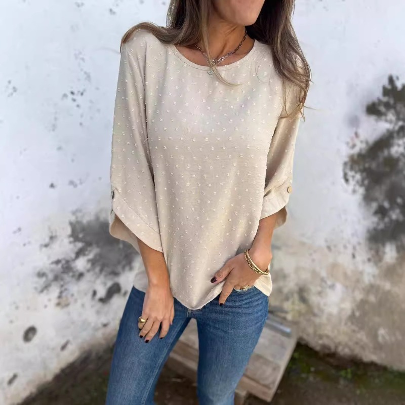 Women Swiss Dot Jacquard Blous - Women'S Fashion Tops ulasan dan harga