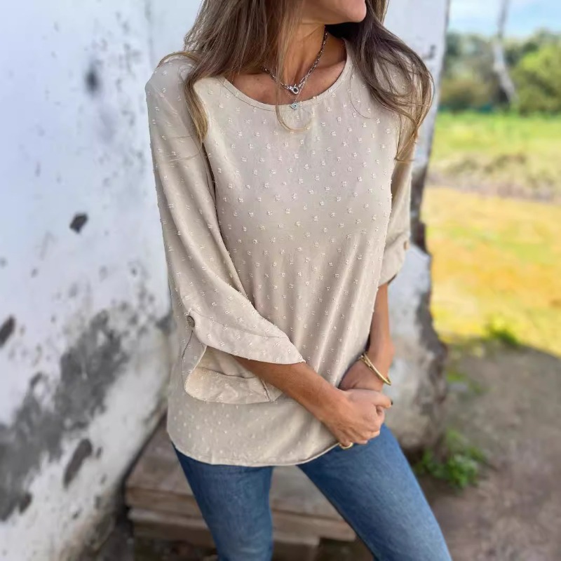 Women Swiss Dot Jacquard Blous - Women'S Fashion Tops ulasan dan harga