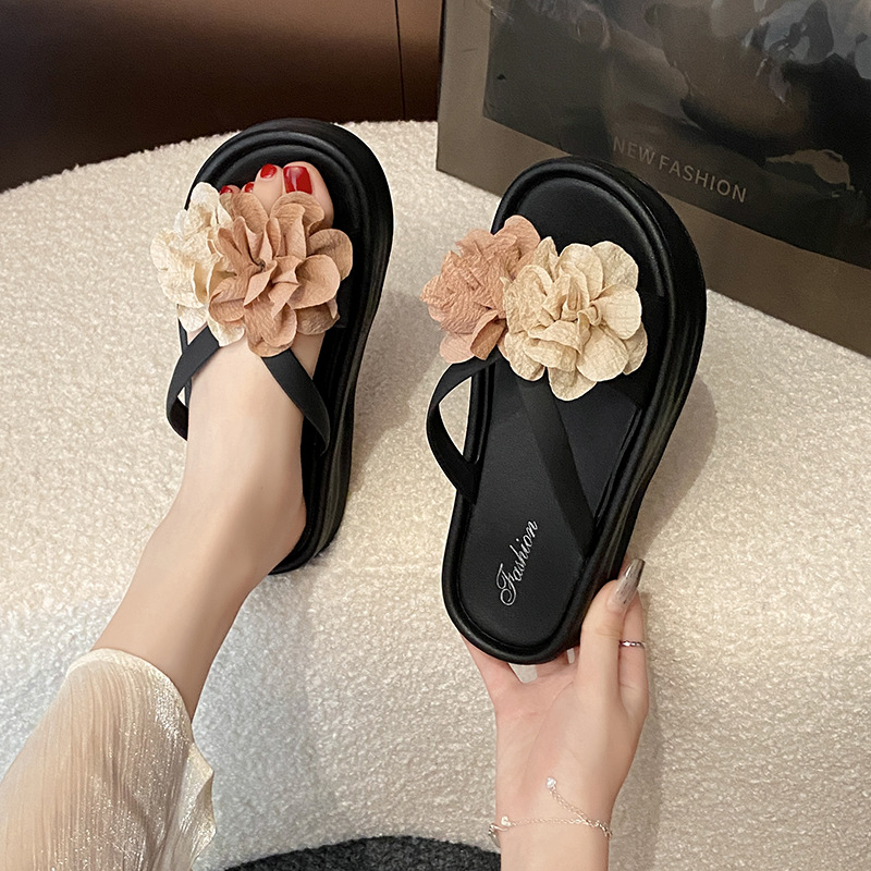 Two-Tone Floral Platform Sanda - Women'S Fashion Korea ulasan dan harga