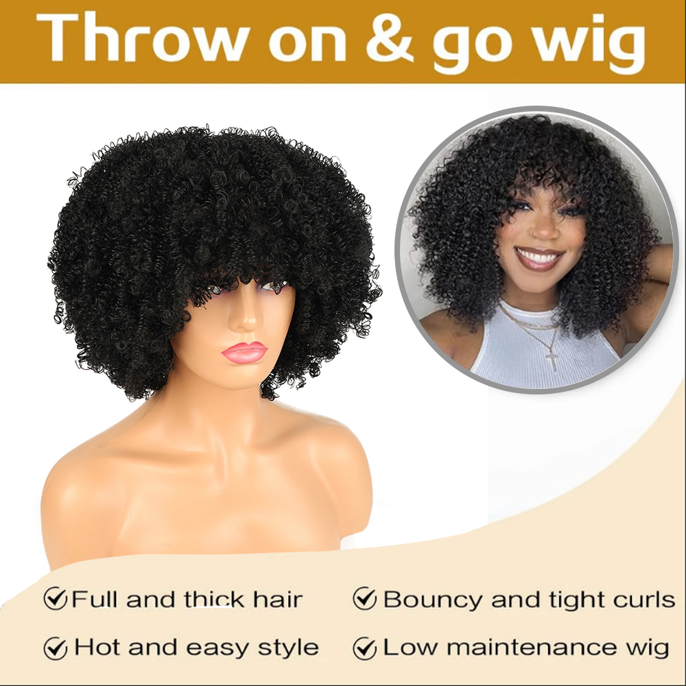 Afro Kinky Curly Hair Wigs Wit - Women Fashion Icon ulasan dan harga