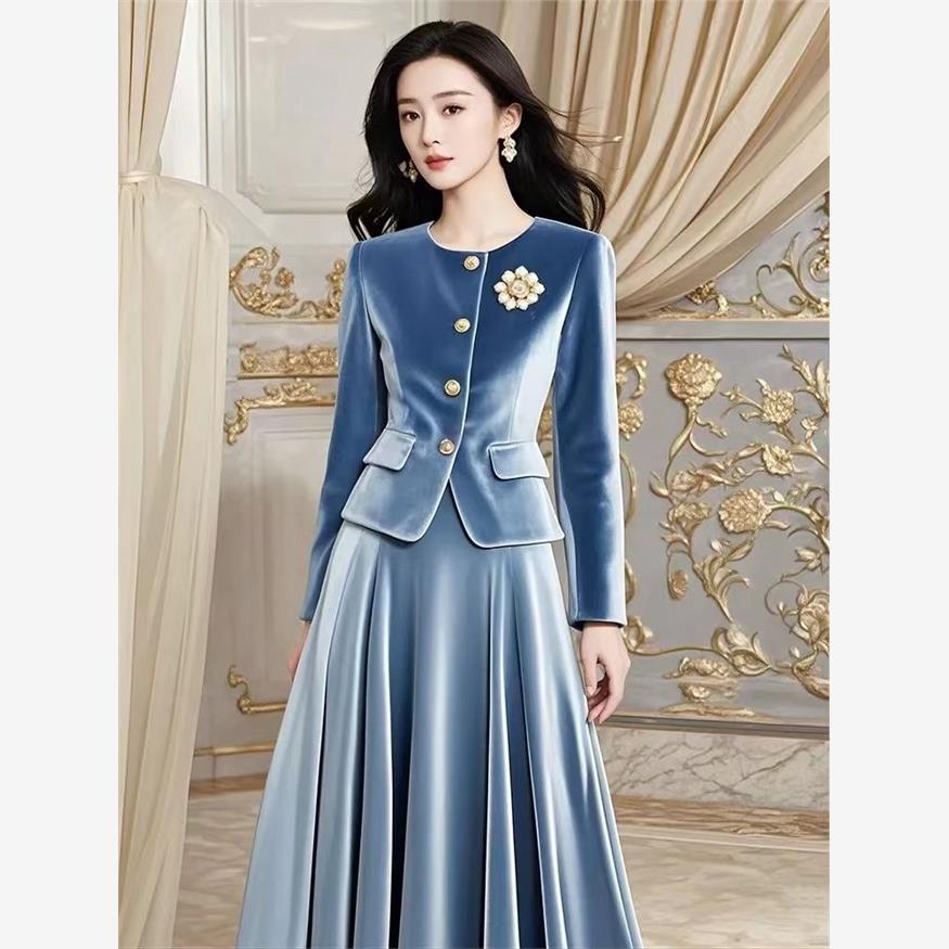 Two Piece Set French Vintage E - Women'S Fashion Long Coat ulasan dan harga