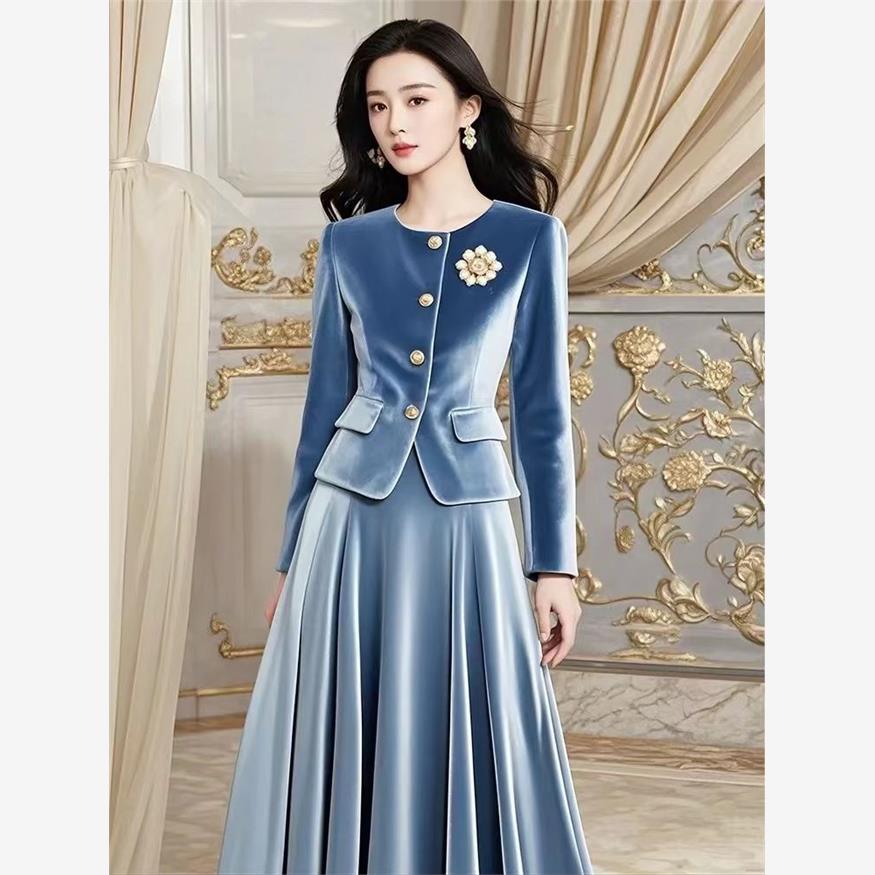 Two Piece Set French Vintage E - Women'S Fashion Long Coat ulasan dan harga