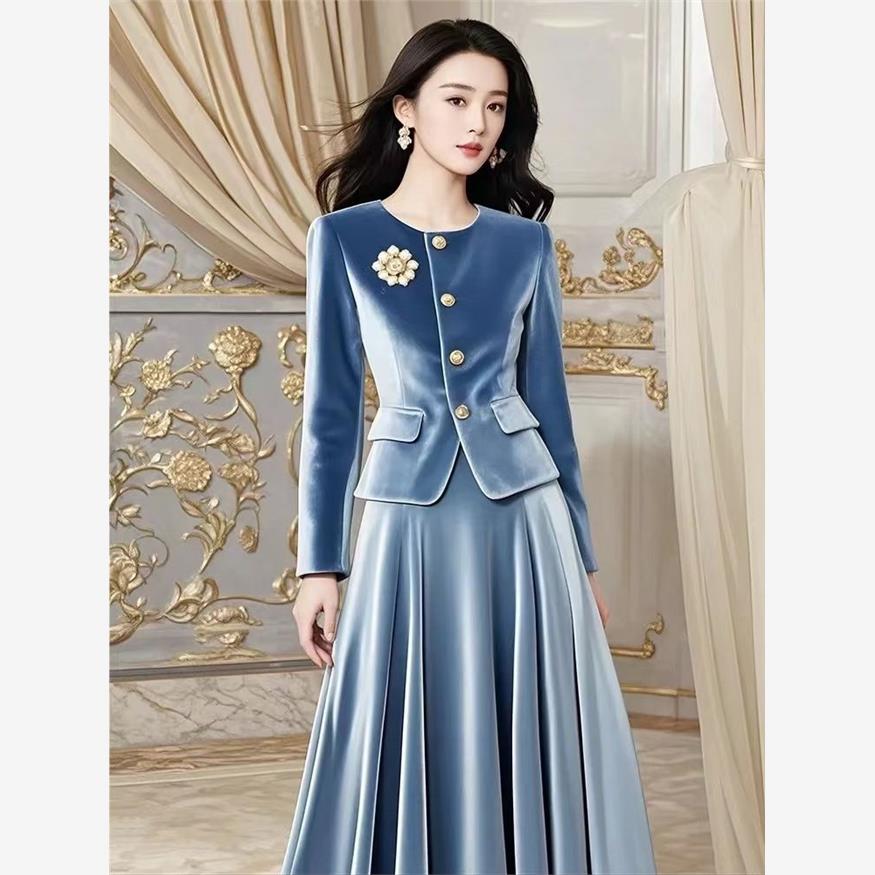 Two Piece Set French Vintage E - Women'S Fashion Long Coat ulasan dan harga