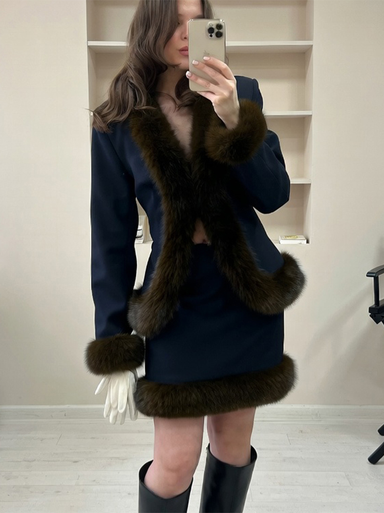 Women's Fur Patchwork Skirt Su - Women'S Fashion Long Coat ulasan dan harga