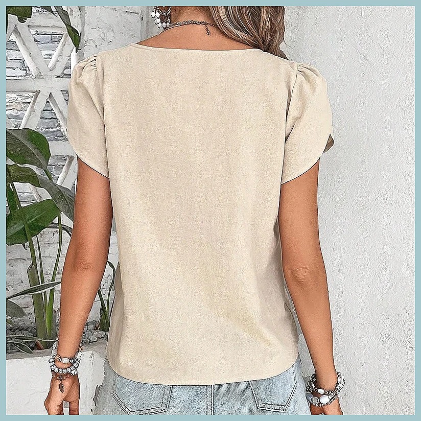 2024 Summer Vintage Solid Colo - Women'S Fashion Tops ulasan dan harga